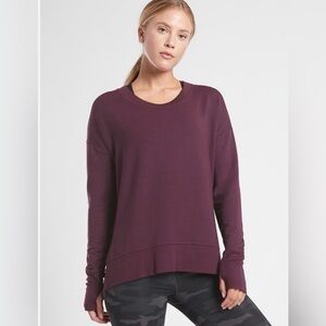 Athleta Coaster Luxe Sweatshirt in Aubergine Dark Purple, Size Medium Tall